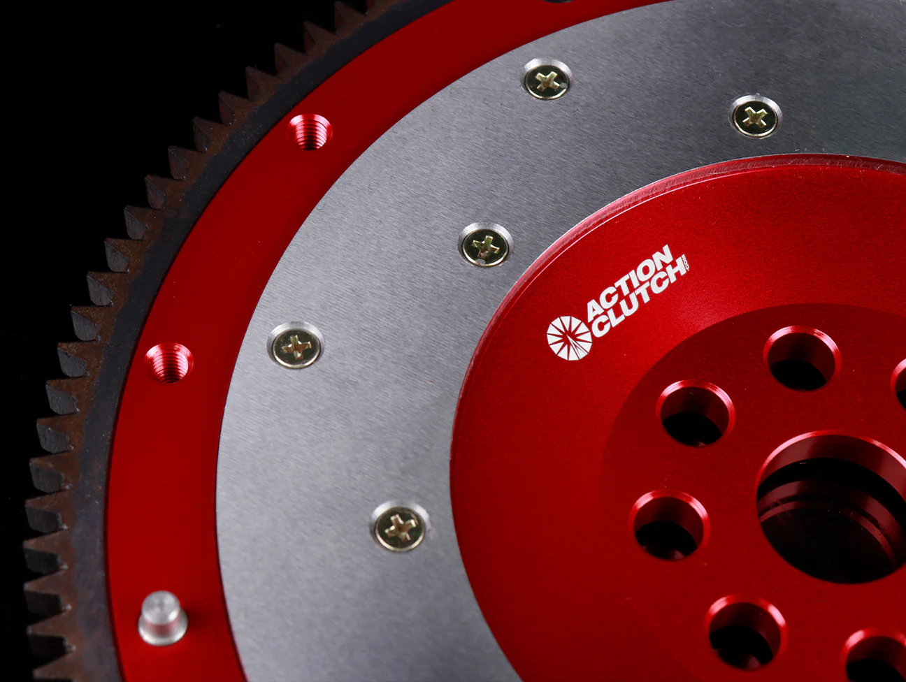 Action Clutch Red Aluminum Lightweight Flywheel - B Series - Image 4