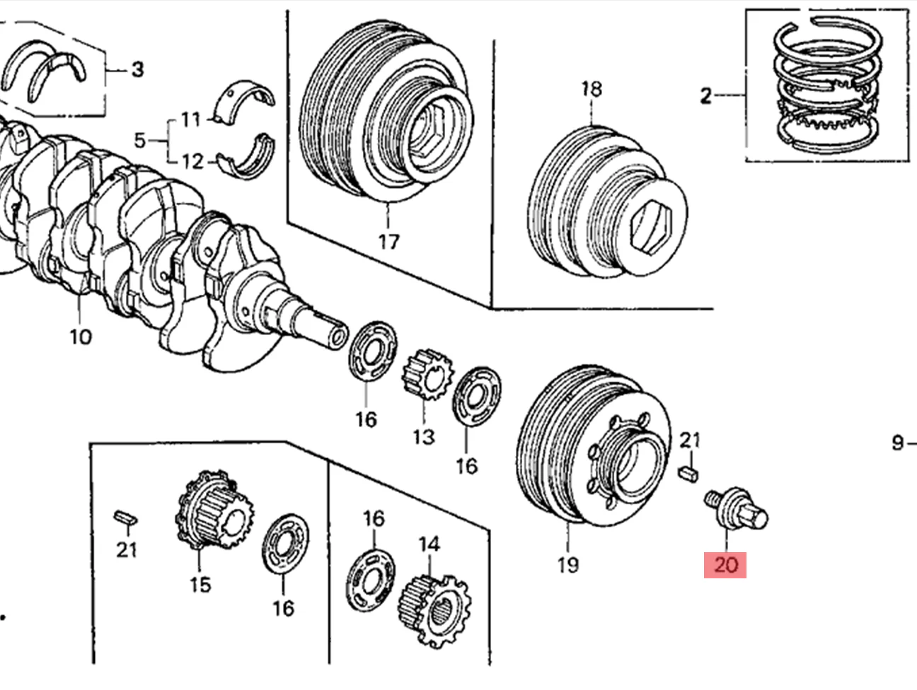 Honda B-Series Crank Pulley Washer Bolt - Image 5