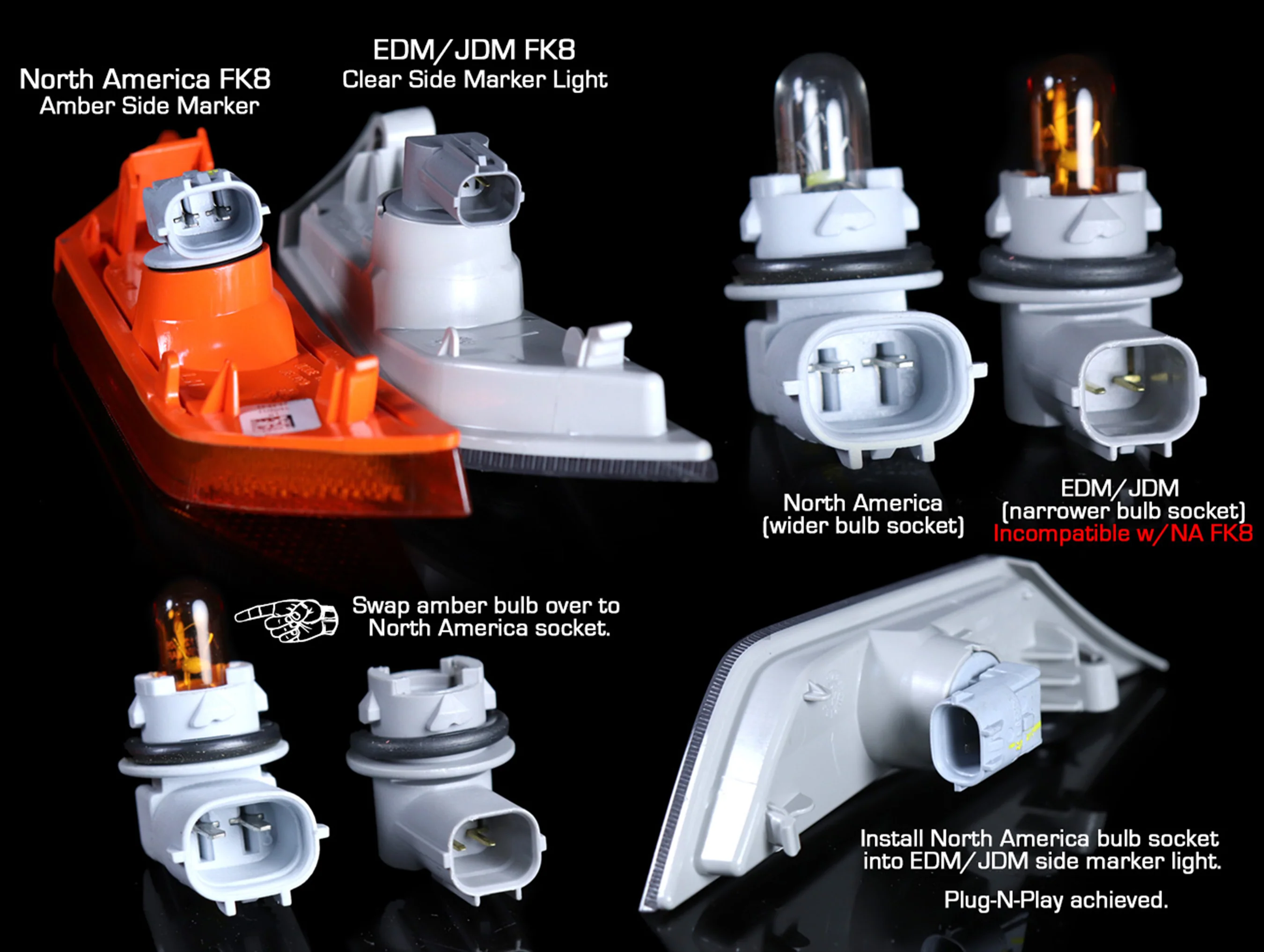 Honda Clear Side Marker Lights - 17-21 Civic Type-R (FK8) - Image 5