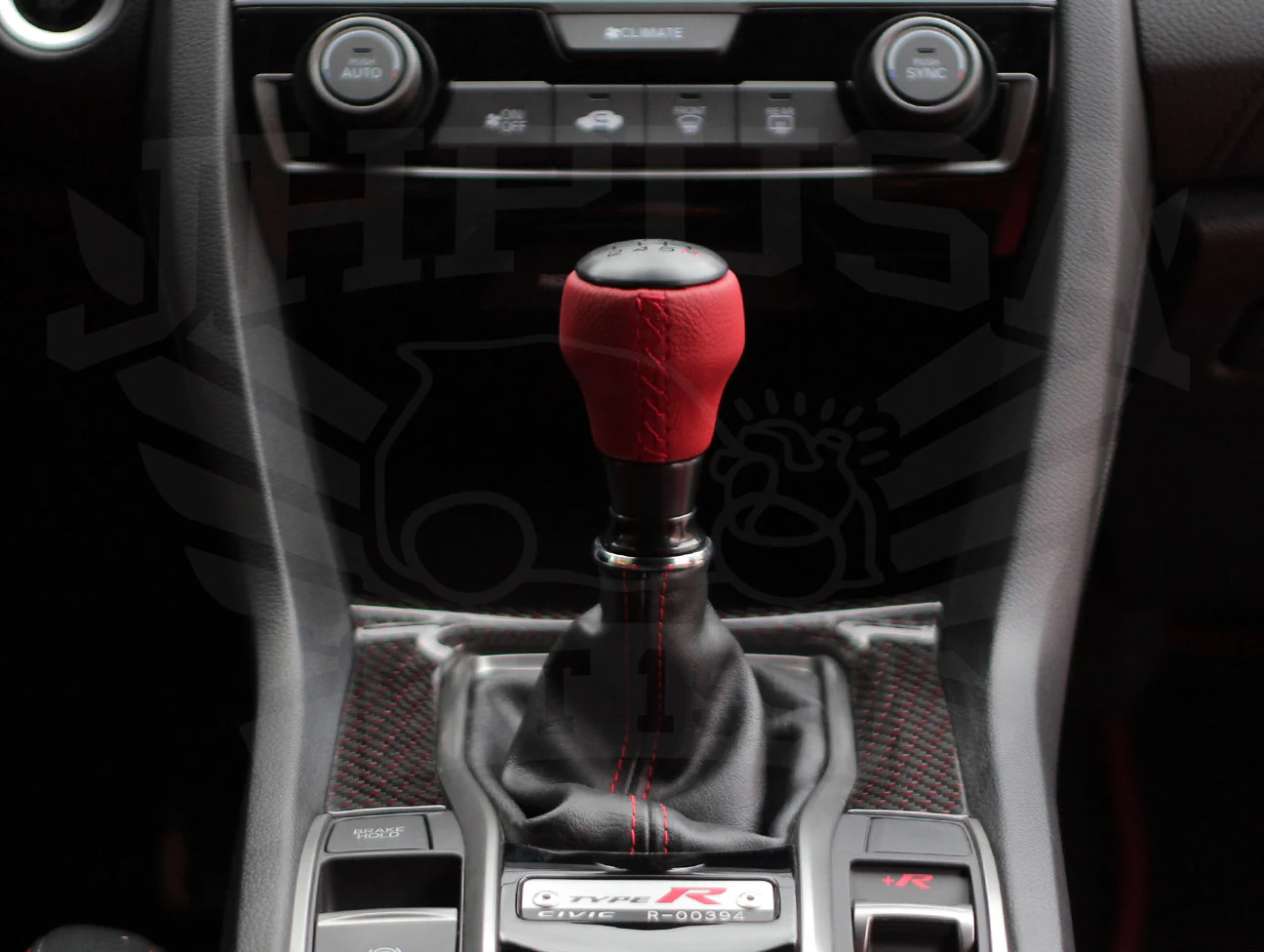 Honda Red Leather Black Alumite Shift Knob (6-speed) - 2017+ Civic Type-R (FK8) - Image 5