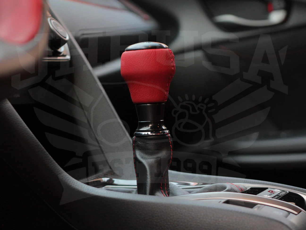 Honda Red Leather Black Alumite Shift Knob (6-speed) - 2017+ Civic Type-R (FK8) - Image 7