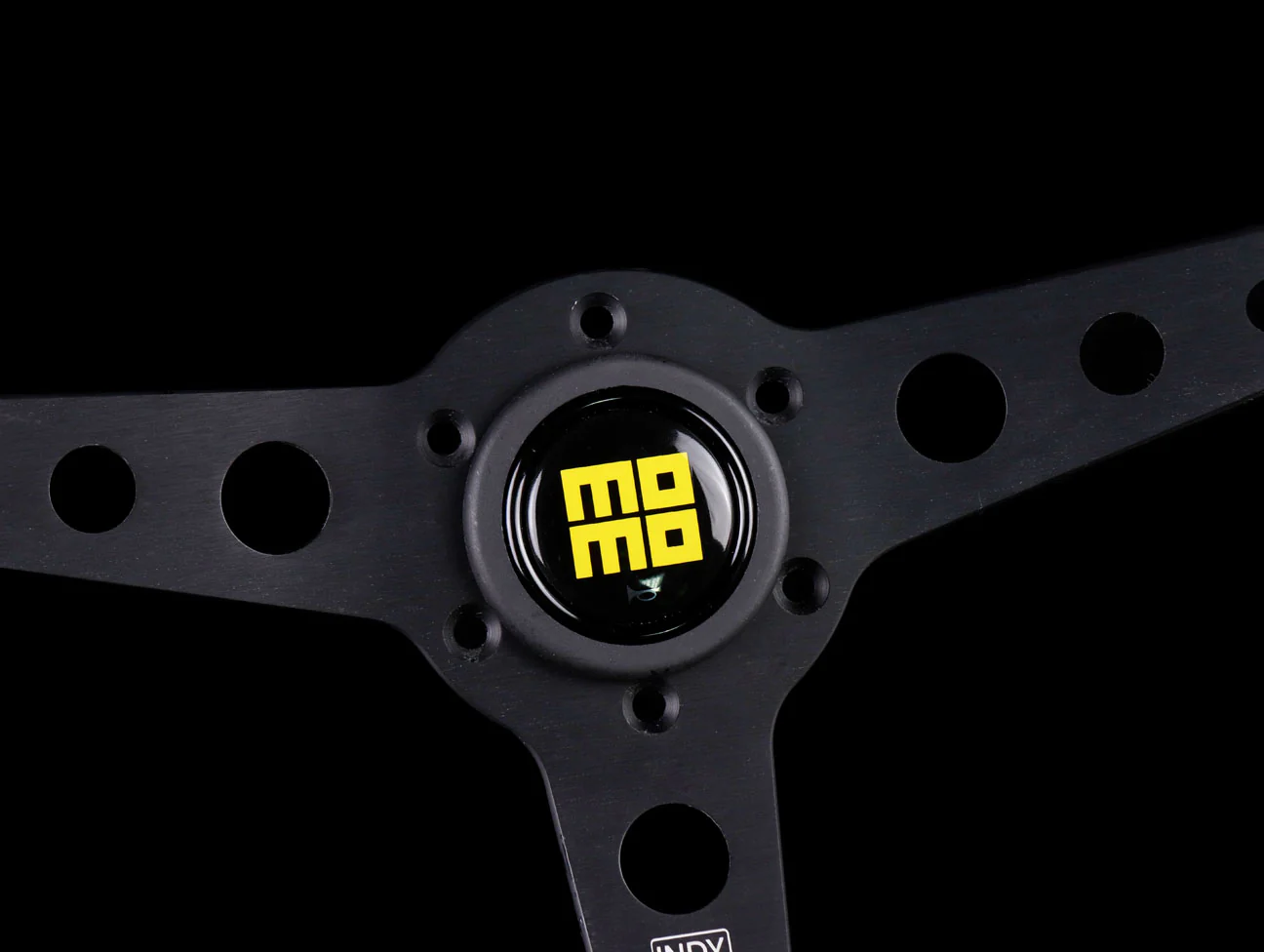 Momo Indy Mahogany Wood 350mm Steering Wheel - Black Spoke - Image 3