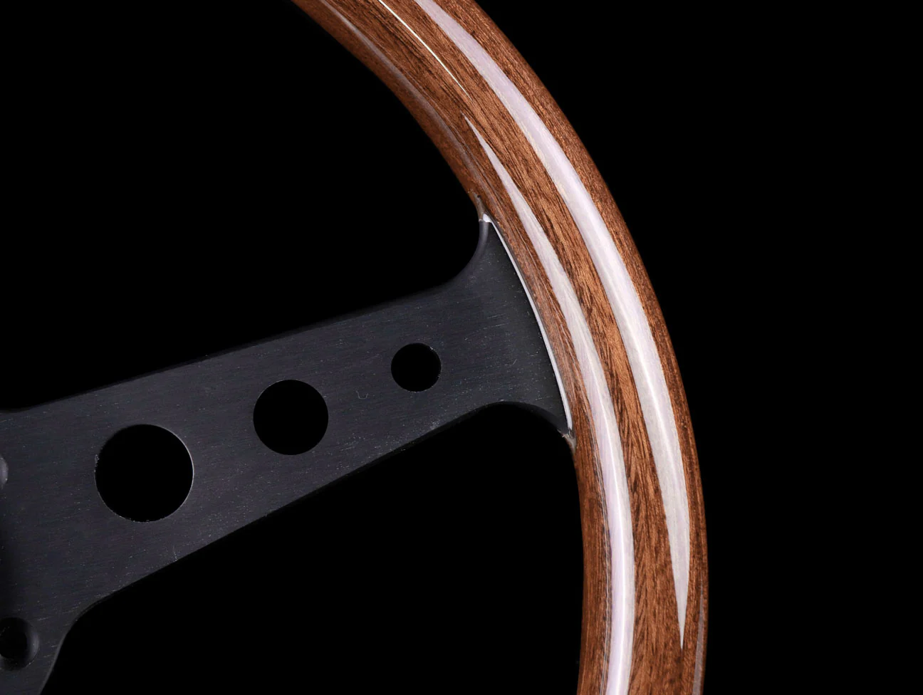 Momo Indy Mahogany Wood 350mm Steering Wheel - Black Spoke - Image 4