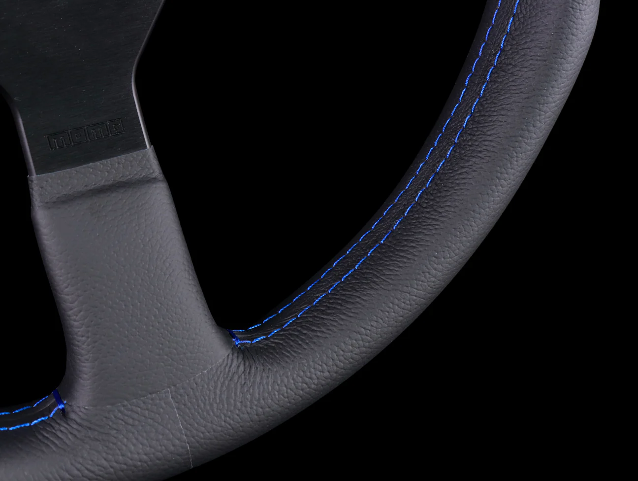 Momo Monte Carlo Steering Wheel - Black Leather w/ Blue Stitch - Image 3