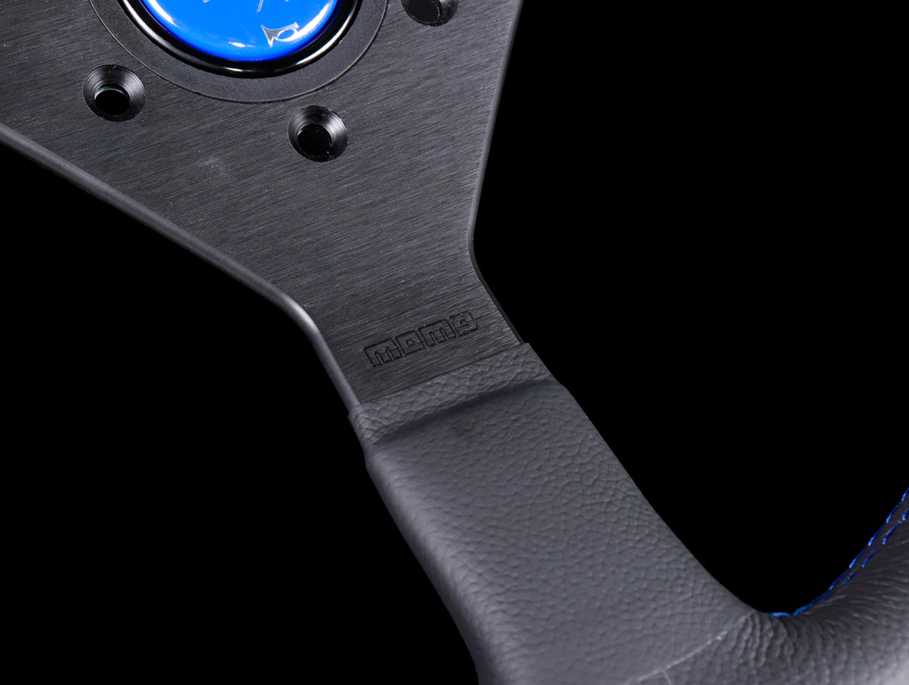 Momo Monte Carlo Steering Wheel - Black Leather w/ Blue Stitch - Image 5