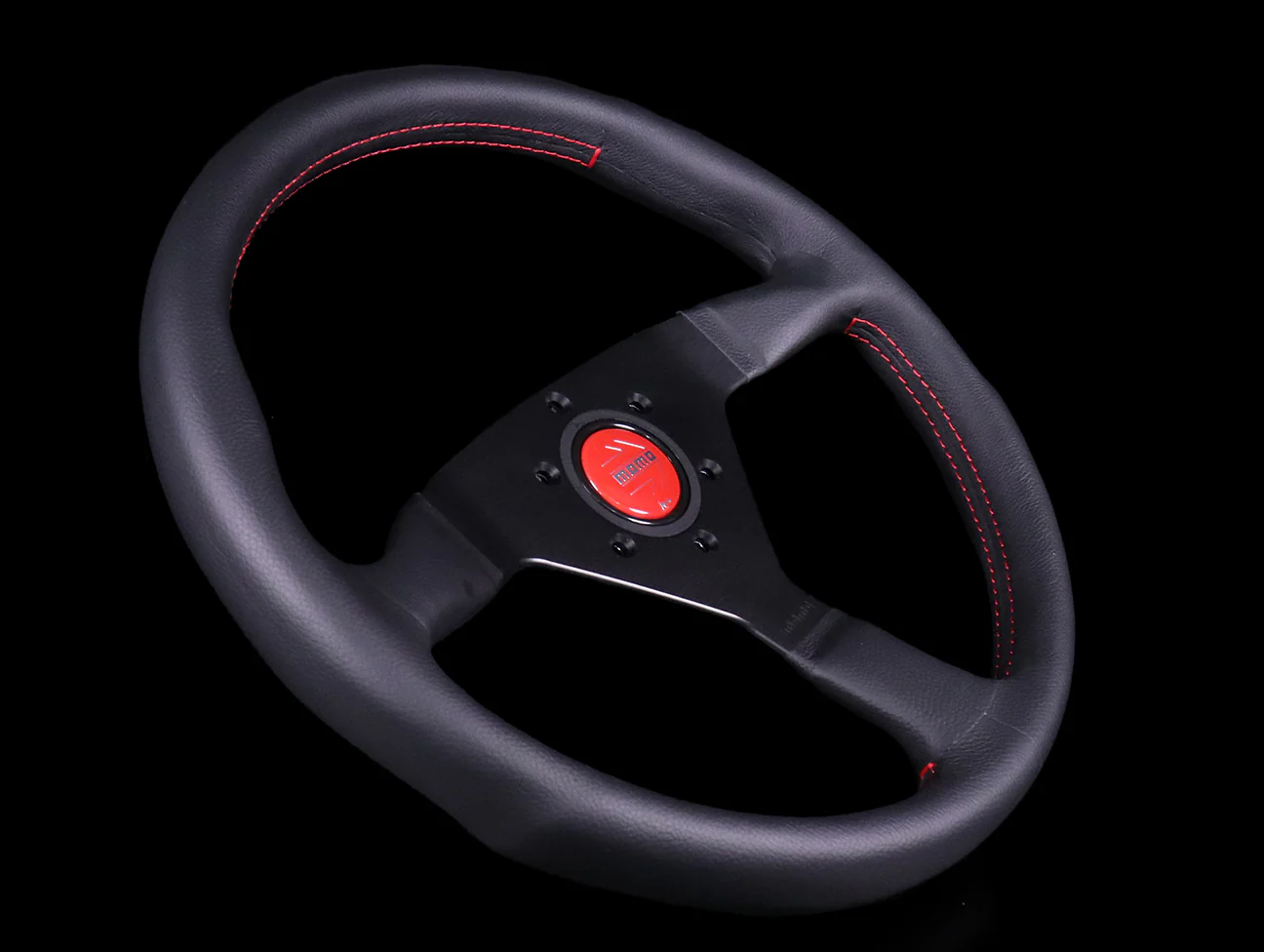 Momo Monte Carlo Steering Wheel - Leather w/ Red Stitch - Image 2