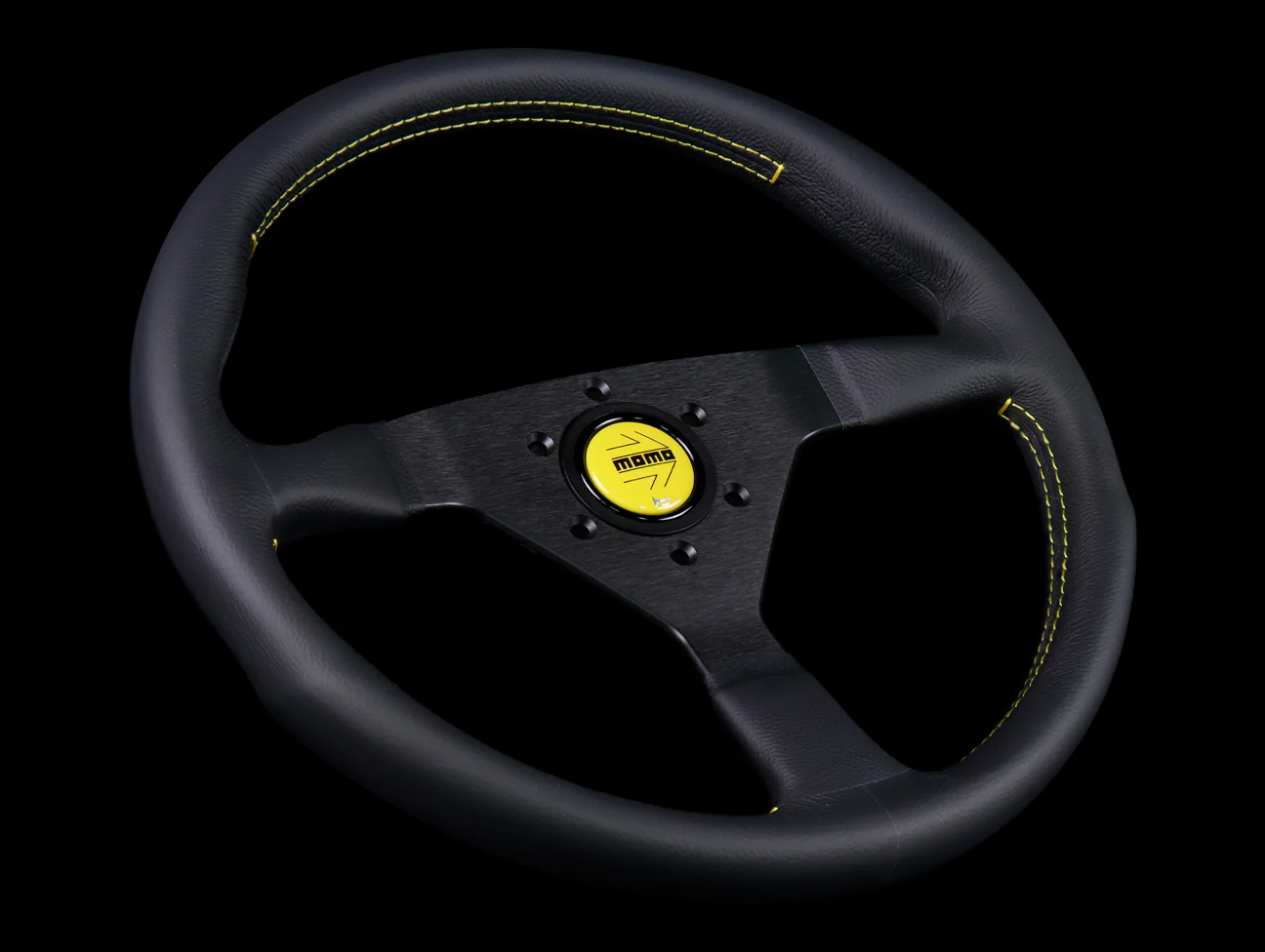 Momo Monte Carlo Steering Wheel - Leather w/ Yellow Stitch - Image 2