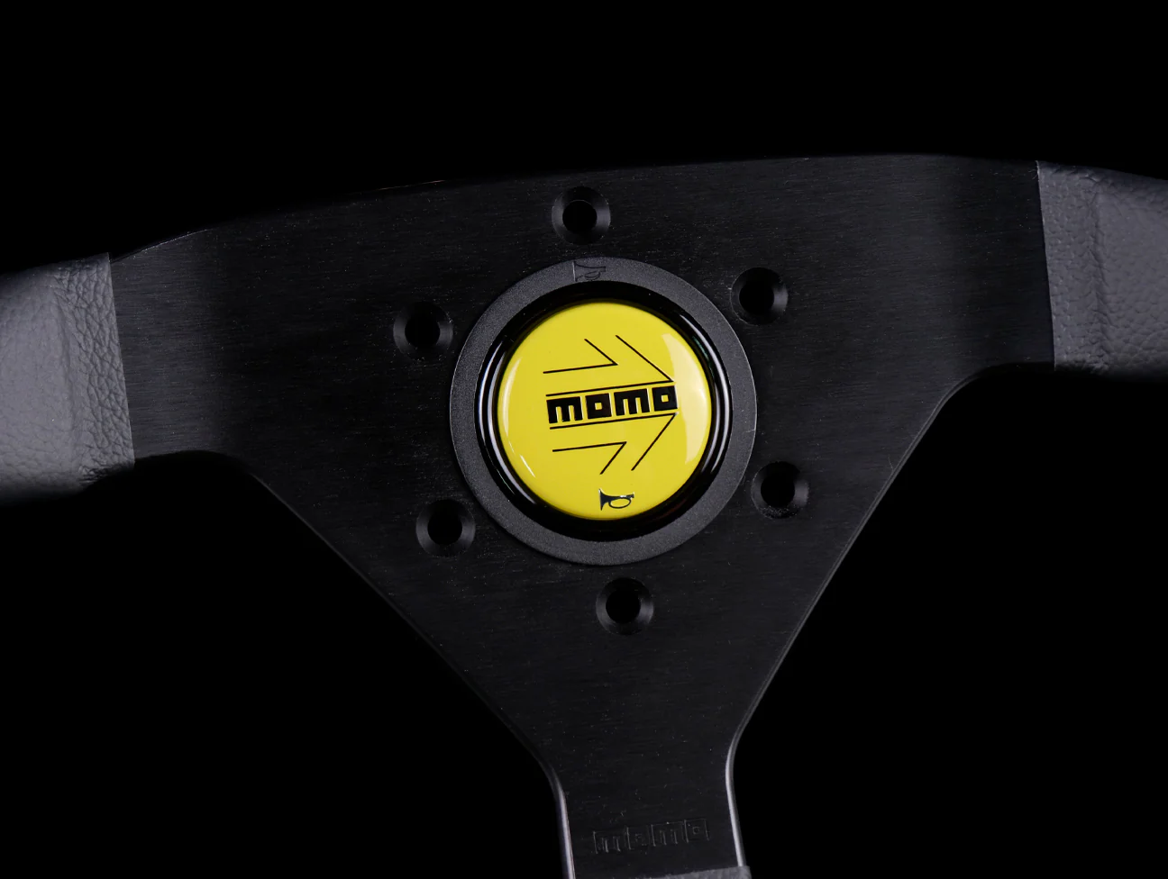Momo Monte Carlo Steering Wheel - Leather w/ Yellow Stitch - Image 3
