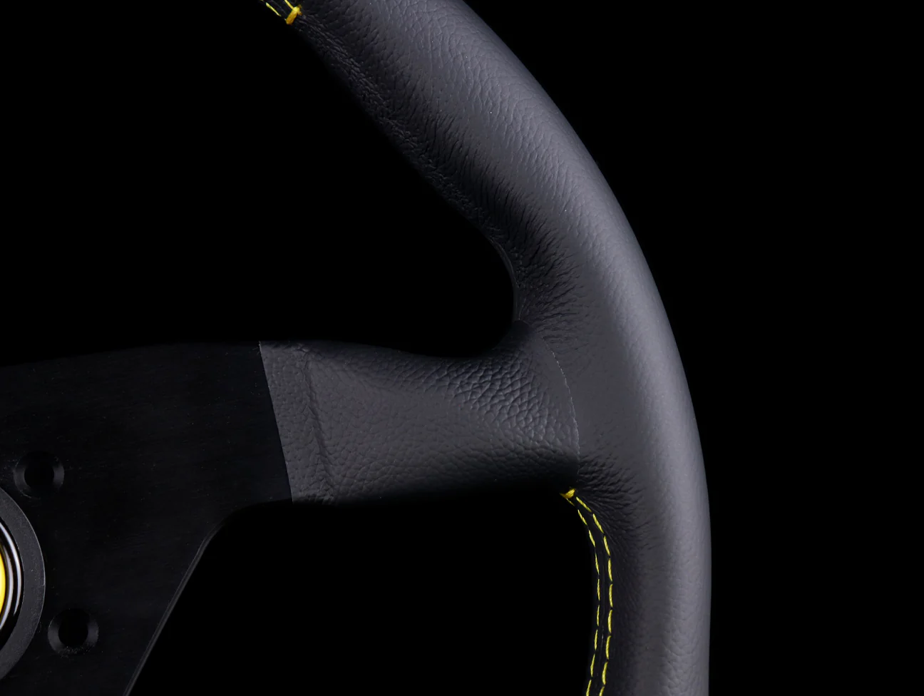 Momo Monte Carlo Steering Wheel - Leather w/ Yellow Stitch - Image 4