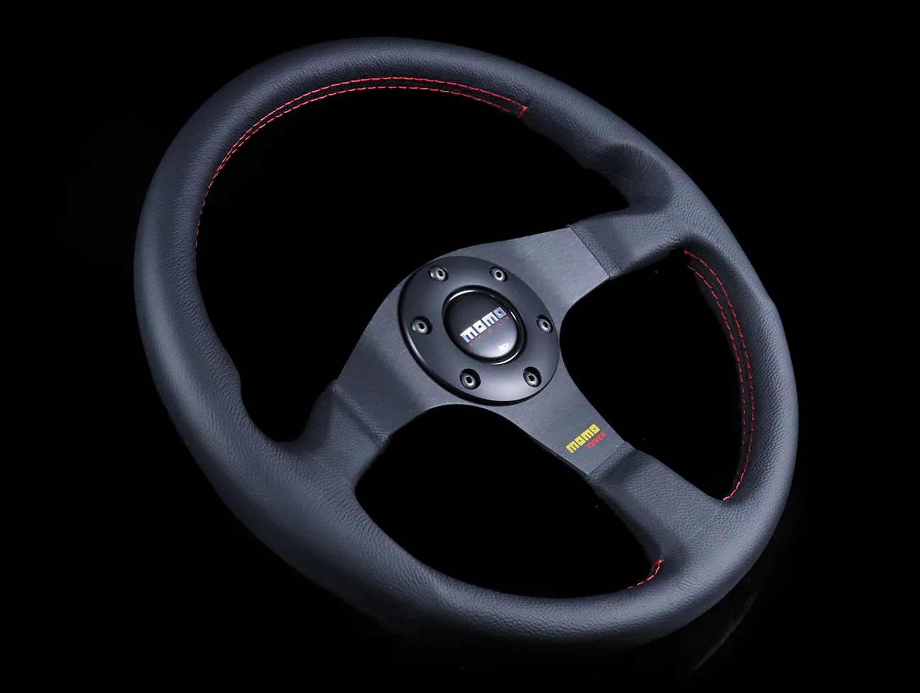 Momo Tuner Steering Wheel Red Stitching - Image 2
