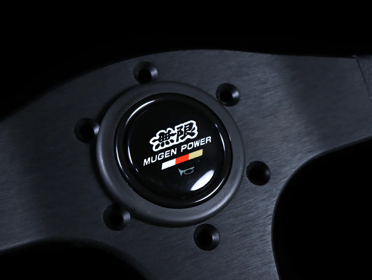 Mugen 350mm Racing 3 Steering Wheel - Black Leather / Red Stitch - Image 3