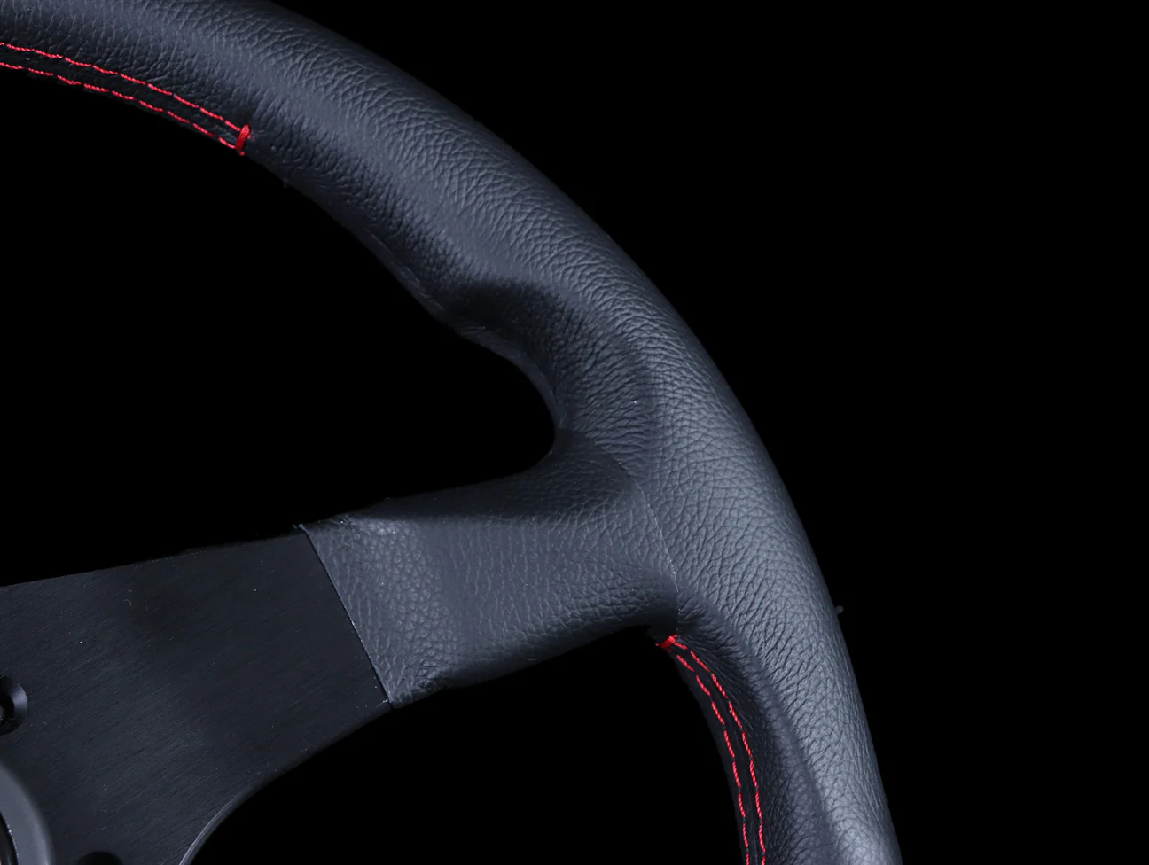 Mugen 350mm Racing 3 Steering Wheel - Black Leather / Red Stitch - Image 5