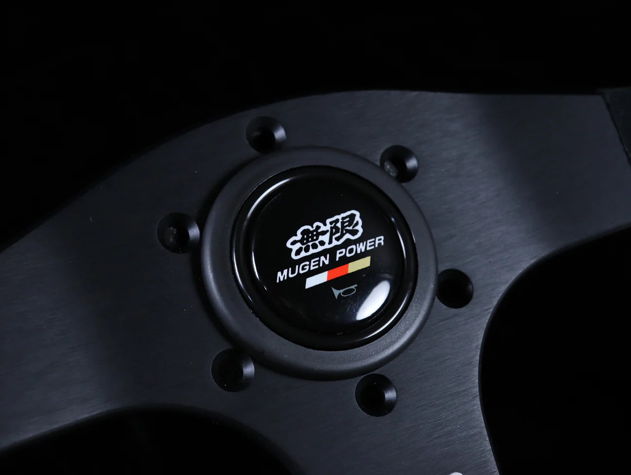Mugen 350mm Racing 3 Steering Wheel - Black Suede / Red Stitch - Image 3