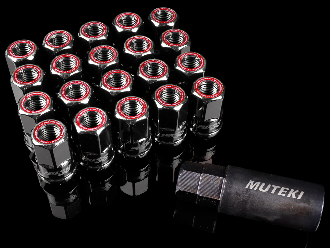 Muteki HR38 12x1.50 Open End Lug Kit - Titanium Chrome - Image 2