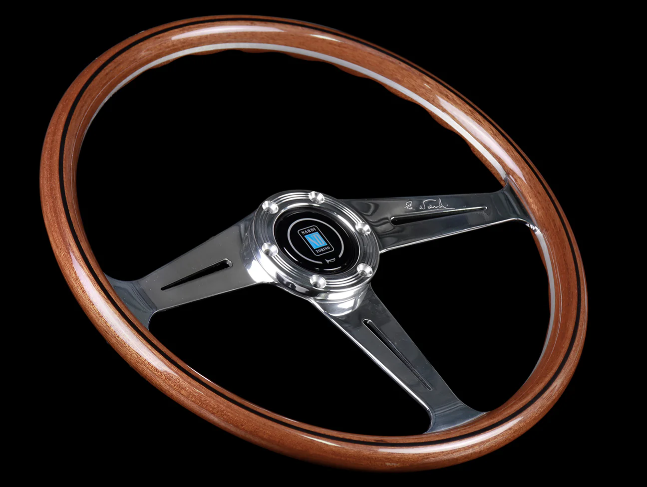 Nardi Classic ND 367 360mm Wood Steering Wheel w/Polished Spokes - Image 2