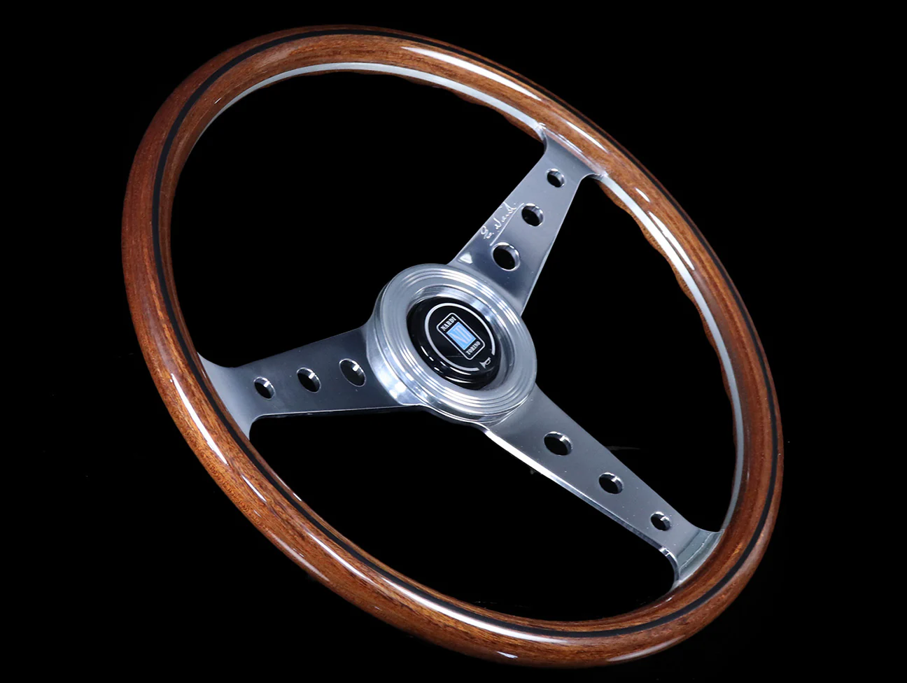 Nardi Classic Wood 360mm Steering Wheel w/Polished Round Hole Spokes - Image 2