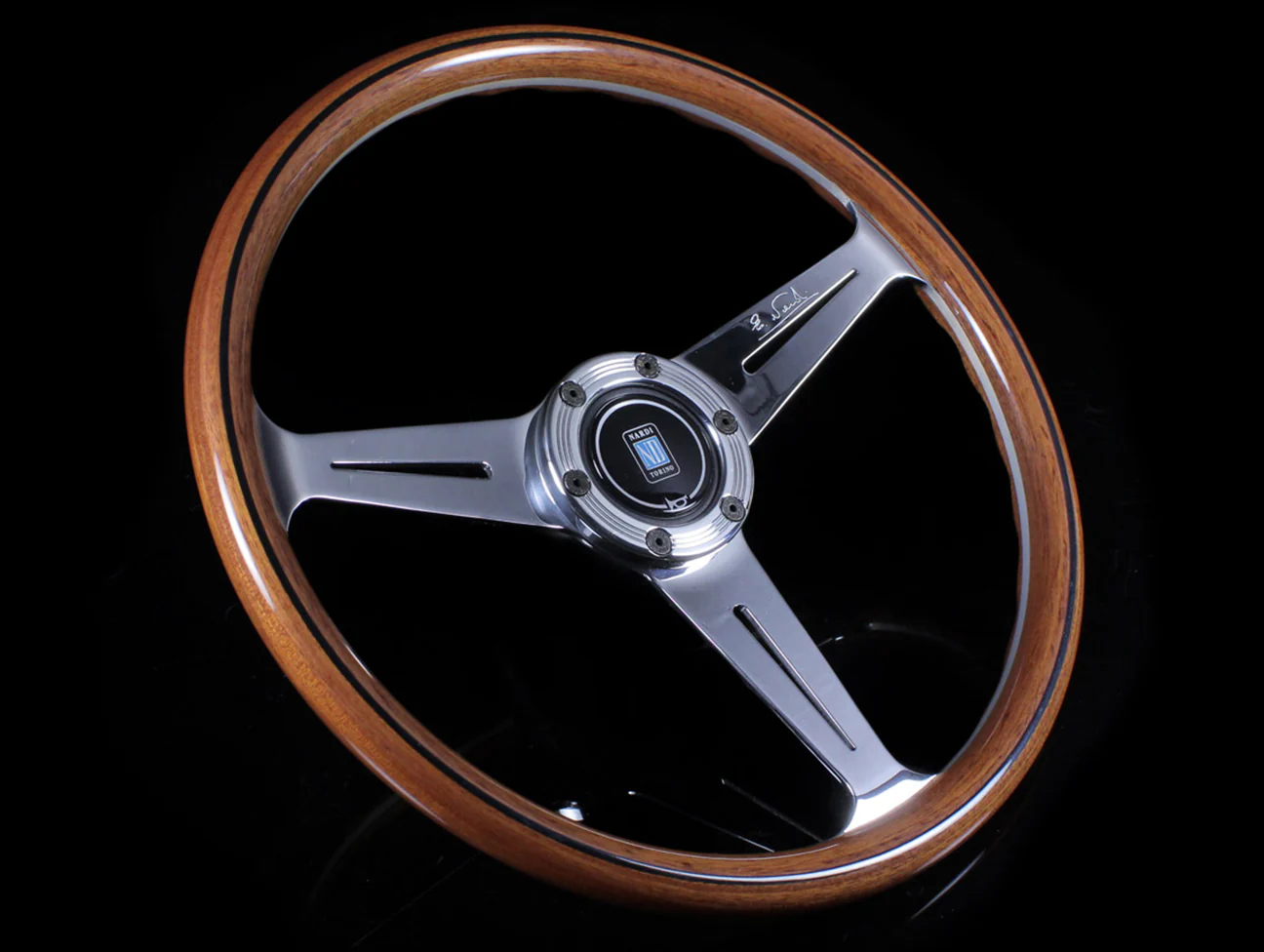 Nardi Classic Wood 360mm Steering Wheel w/ Polished Spokes - Image 2