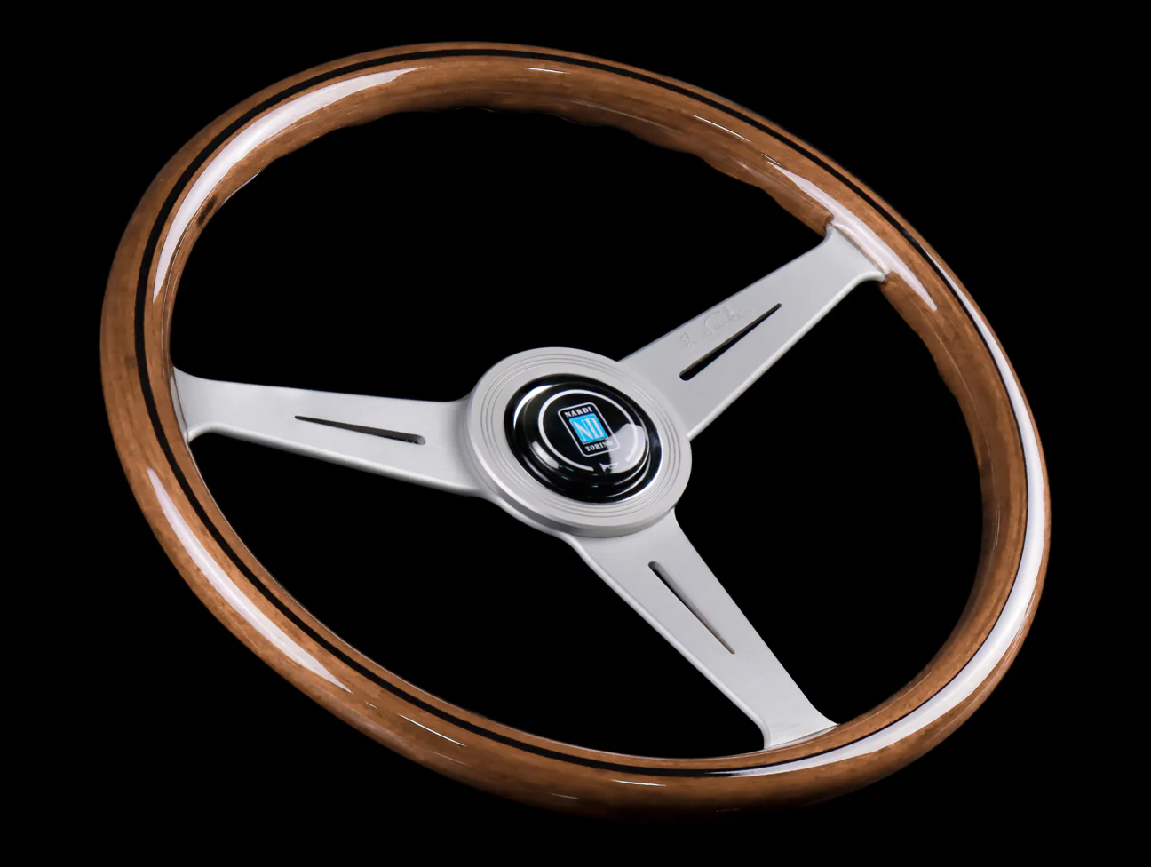 Nardi Classic Wood 360mm Steering Wheel w/ White Anodized Spokes - Image 2