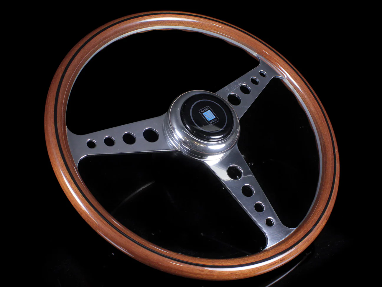 Nardi Classic Wood Anni 60 360mm Steering Wheel w/ Polished Round Hole Spokes - Image 2