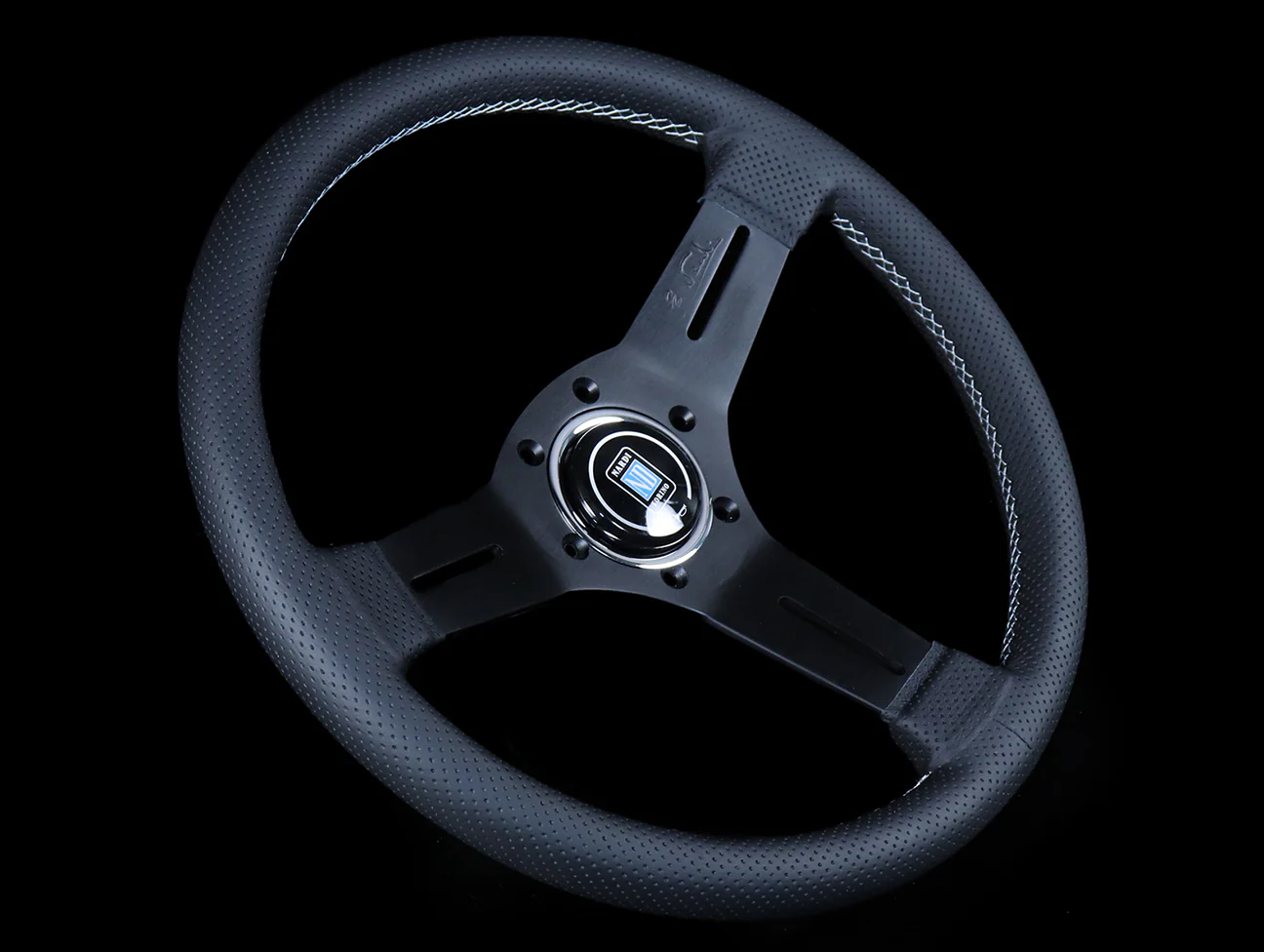 Nardi Competition 330mm Steering Wheel - Black Perforated Leather / Grey Stitch - Image 2