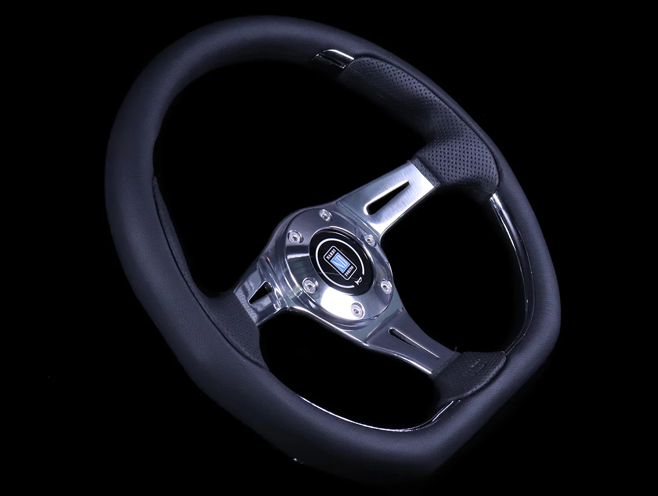 Nardi Kallista Metal 350mm Steering Wheel - Black Combo Leather / Polished Spokes - Image 2