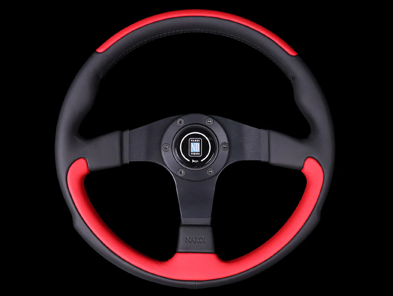 Nardi Leader 350mm Steering Wheel - Black & Red Leather