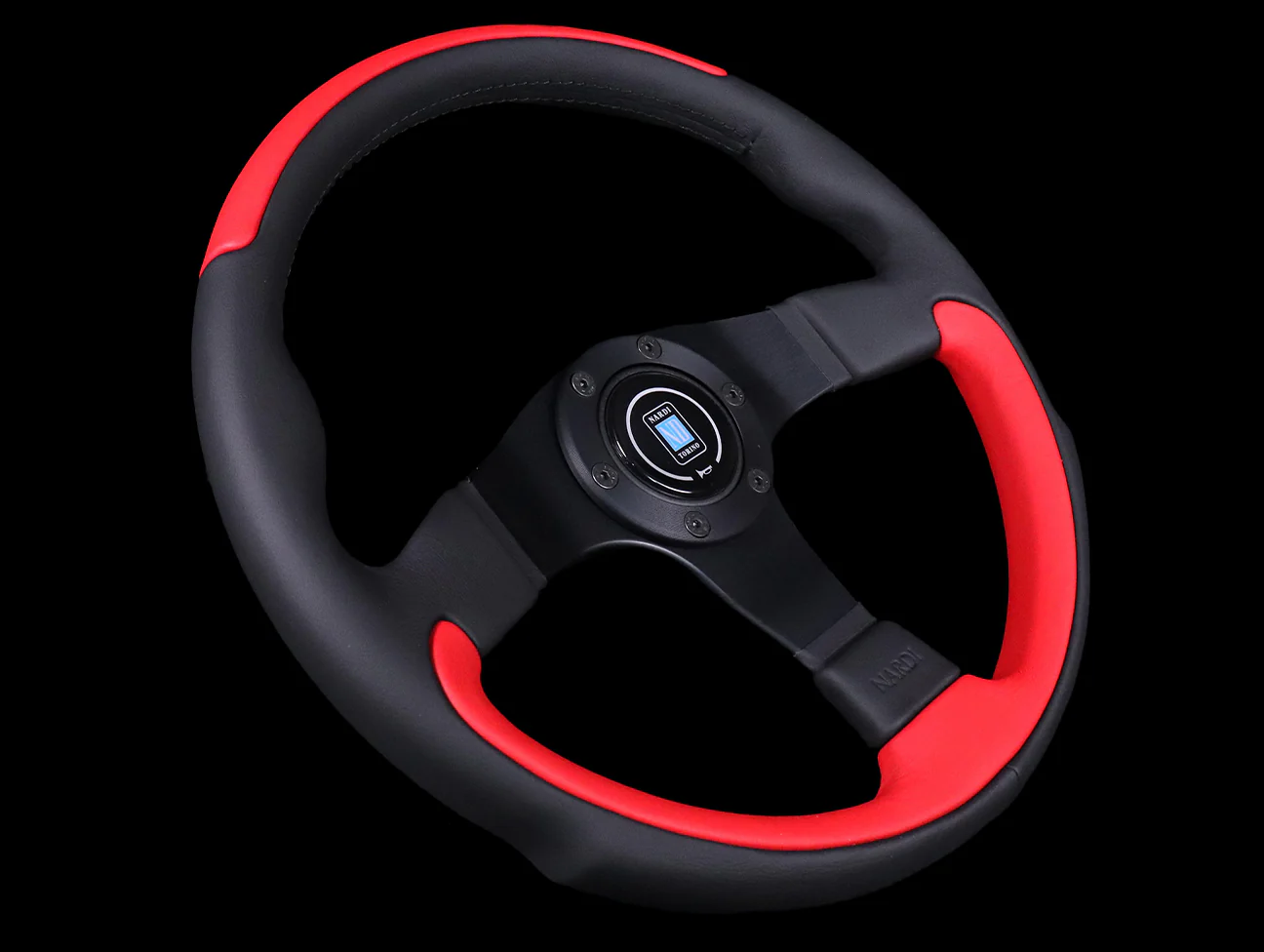 Nardi Leader 350mm Steering Wheel - Black & Red Leather - Image 2