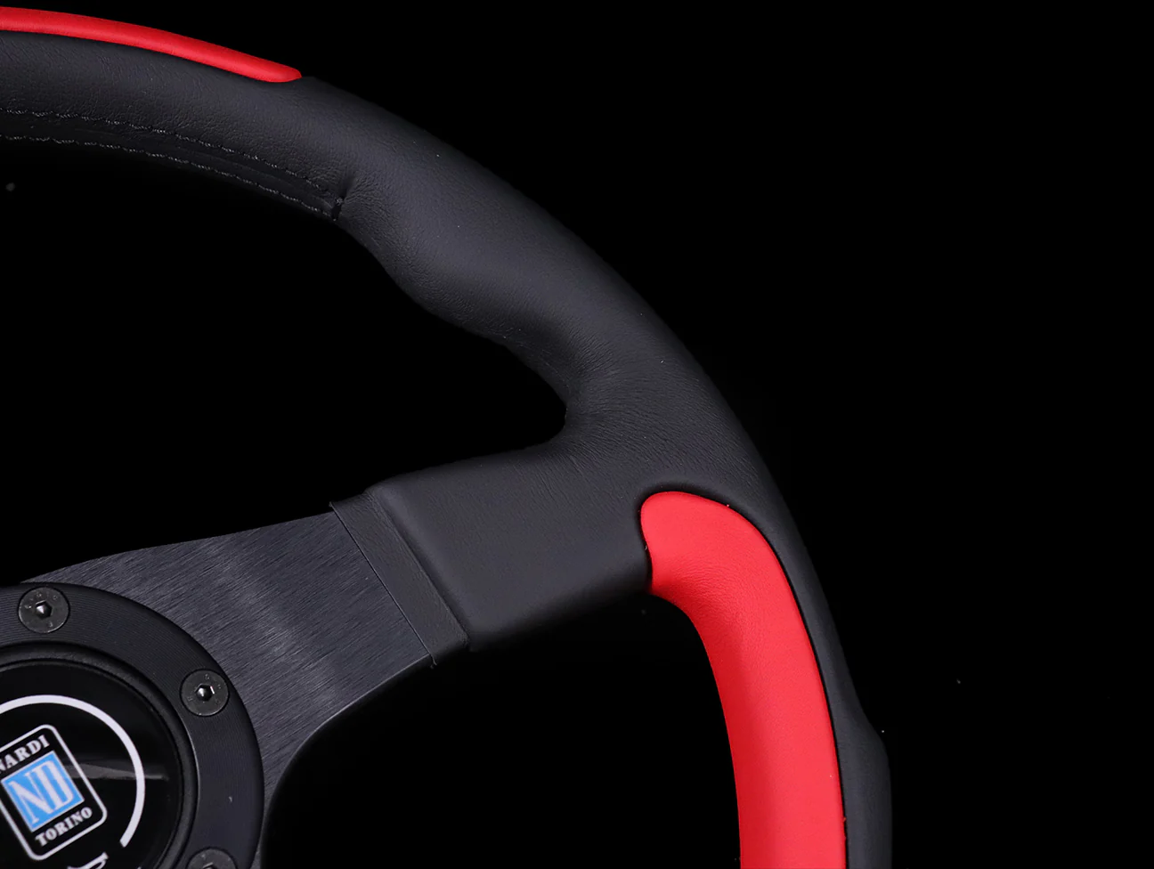 Nardi Leader 350mm Steering Wheel - Black & Red Leather - Image 5