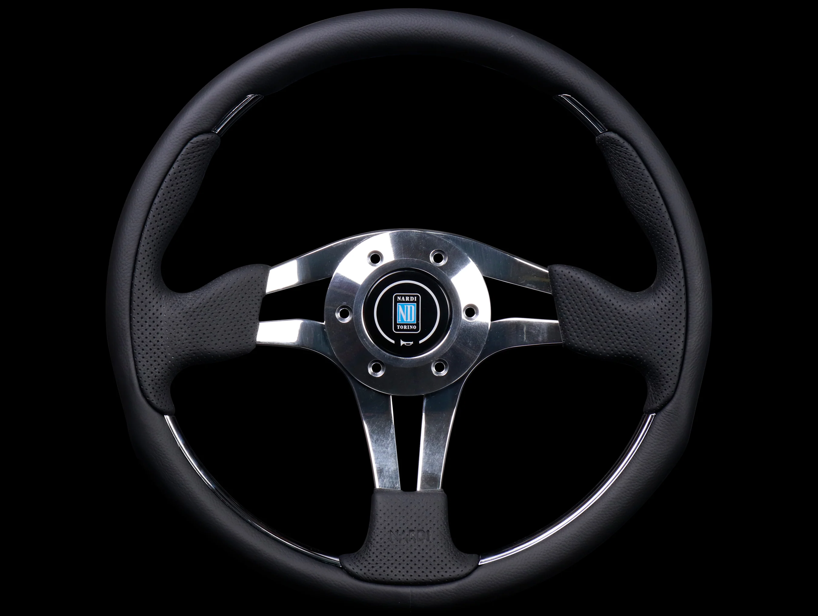 Nardi ND4 Metal 350mm Black Leather Wheel w/Polished Spokes (Open Box)