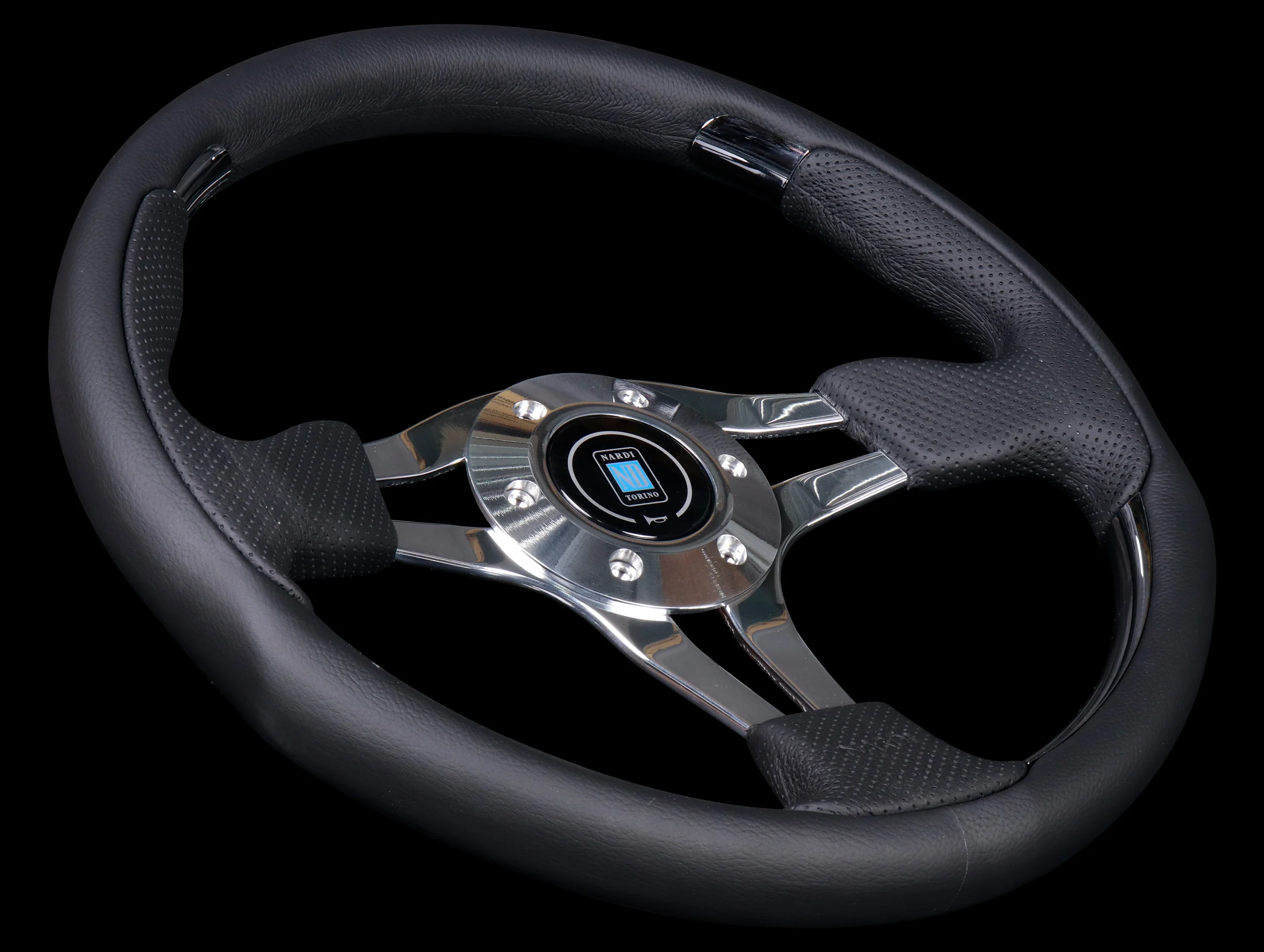 Nardi ND4 Metal 350mm Black Leather Wheel w/Polished Spokes (Open Box) - Image 2