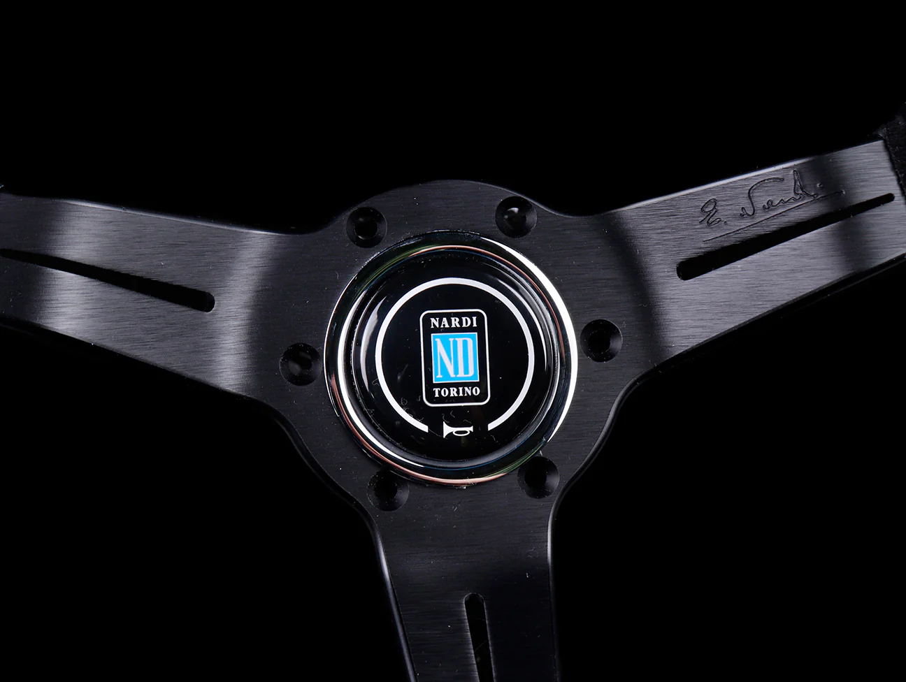 Nardi Sport Rally Deep Corn 330mm Steering Wheel - Black Suede / Red Stitch - Image 3