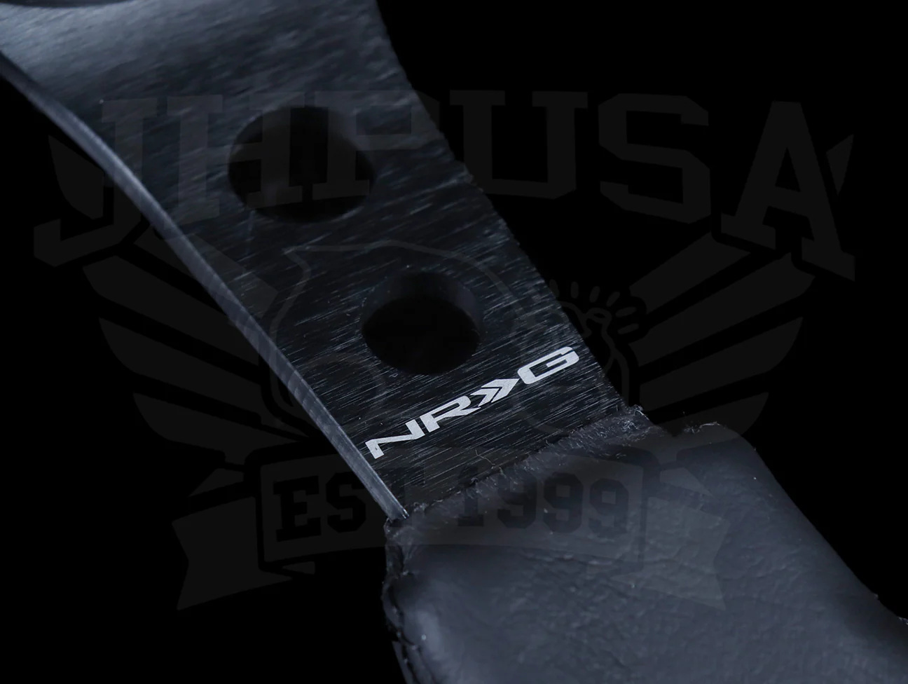 NRG Deep Dish Sport Steering Wheel - 350mm Black Leather / Black Stitch - Image 4