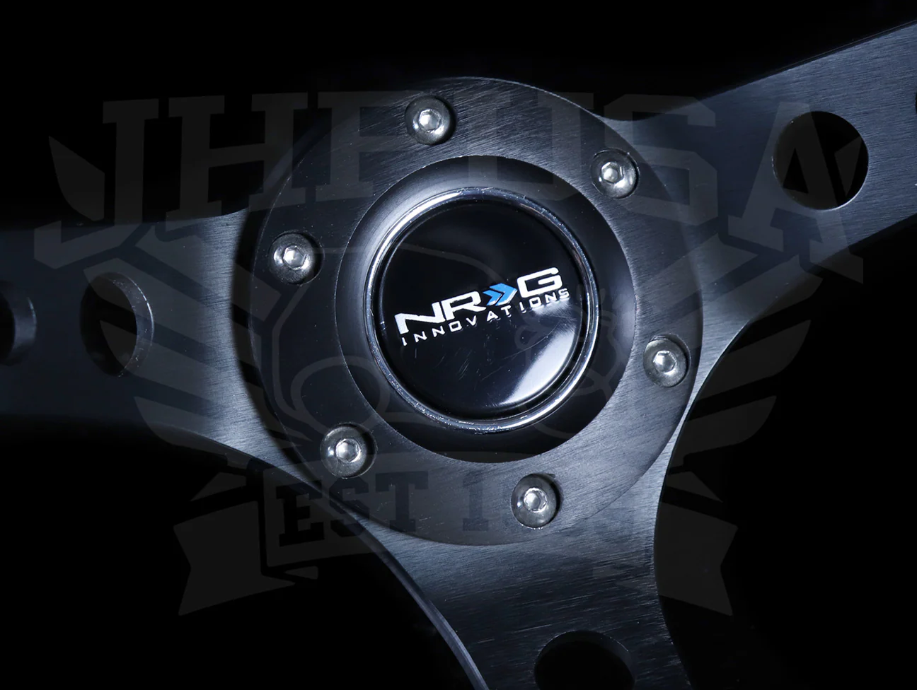 NRG Deep Dish Sport Steering Wheel - 350mm Black Suede / Yellow Marker / Black Stitch - Image 3
