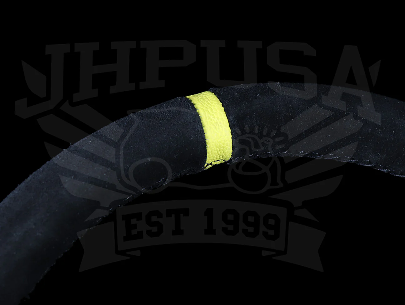 NRG Deep Dish Sport Steering Wheel - 350mm Black Suede / Yellow Marker / Black Stitch - Image 6
