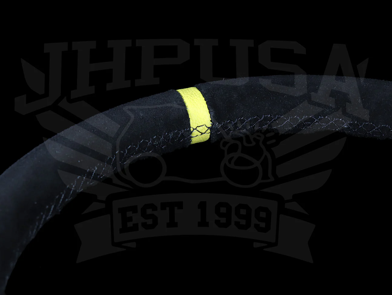 NRG Deep Dish Sport Steering Wheel - 350mm Black Suede / Yellow Marker / Black Stitch - Image 7