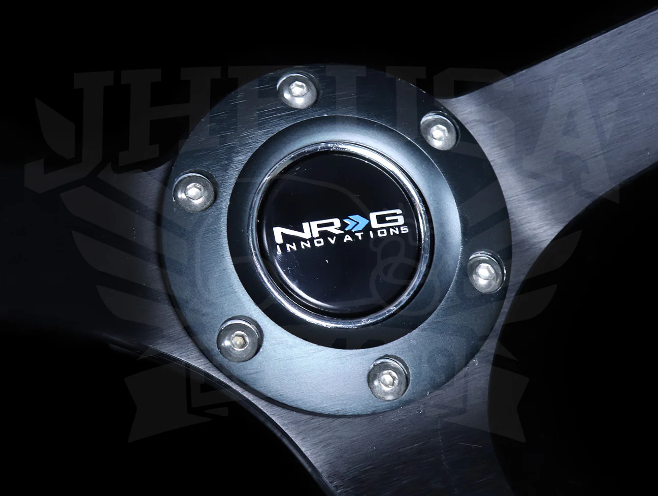 NRG Race Style Sport Steering Wheel - 350mm Black Leather / Black Baseball Stitch - Image 3