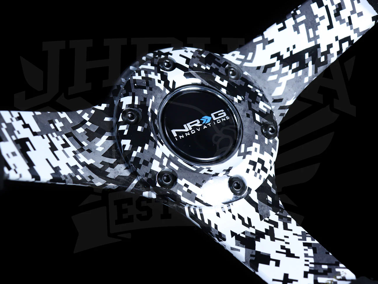 NRG Reinforced Digital Camo Sport Steering Wheel - 350mm Black Suede / Black Stitch - Image 3