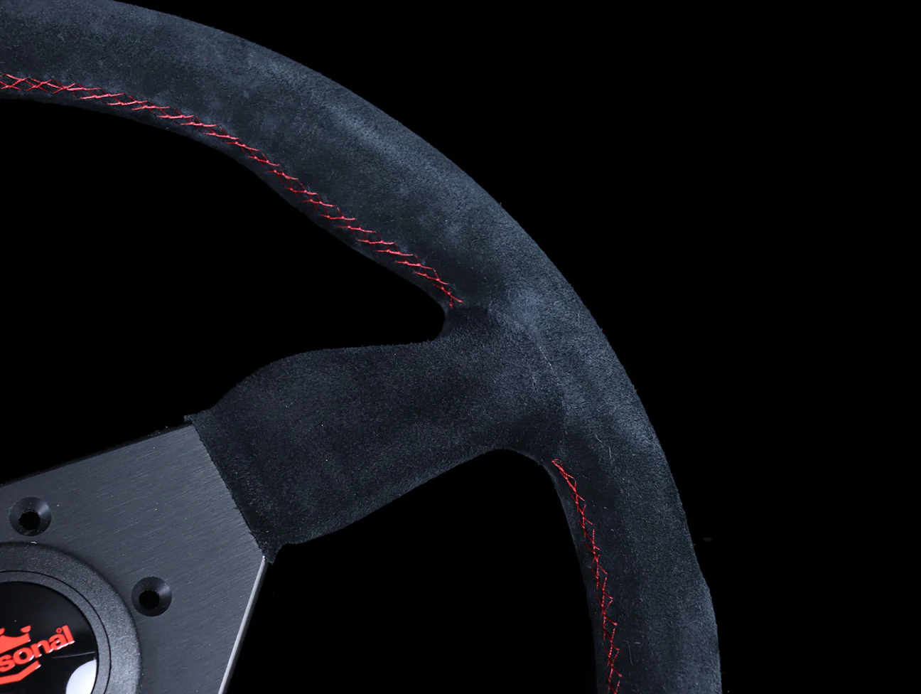 Personal Grinta 330mm Steering Wheel - Black Suede / Red Stitch - Image 4