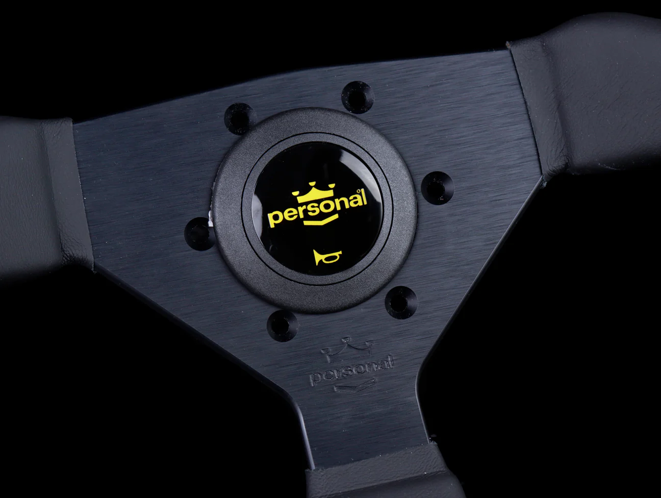 Personal Grinta 350mm Steering Wheel - Black Leather / Yellow Stitch - Image 3