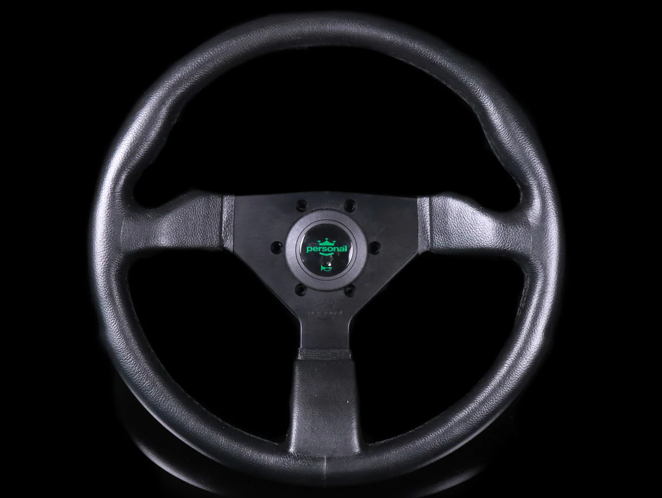 Personal Grinta 350mm Steering Wheel - Black Polyurethane /  Green Horn Button