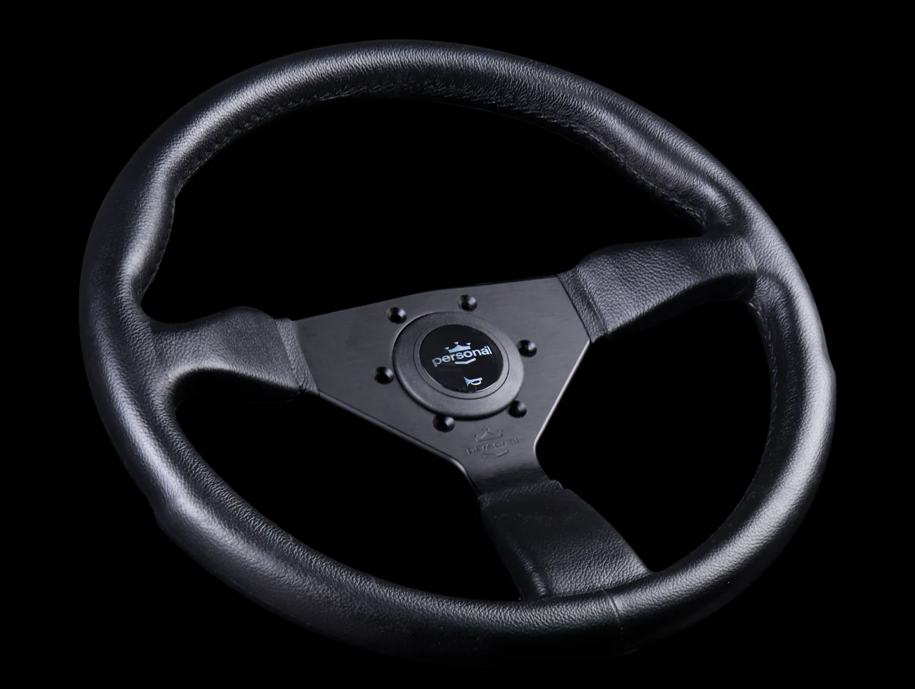 Personal Grinta 350mm Steering Wheel - Black Polyurethane /  Silver Horn Button - Image 2