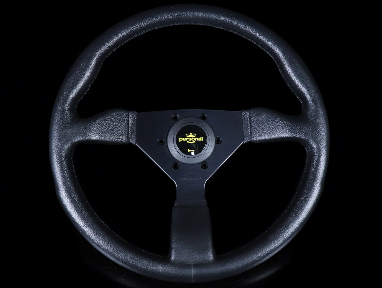 Personal Grinta 350mm Steering Wheel - Black Polyurethane /  Yellow Horn Button
