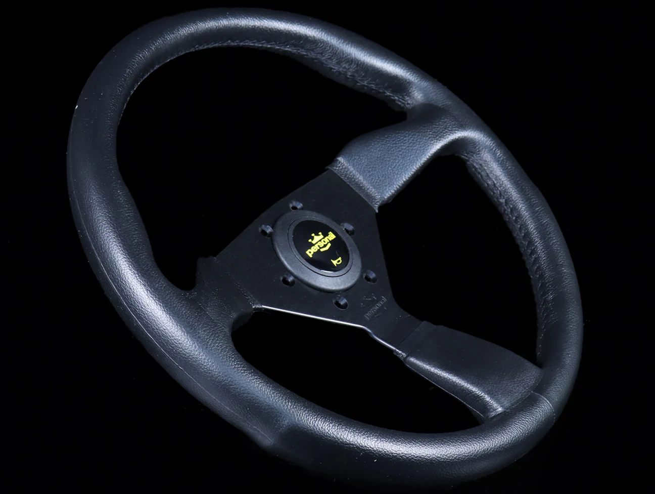 Personal Grinta 350mm Steering Wheel - Black Polyurethane /  Yellow Horn Button - Image 2