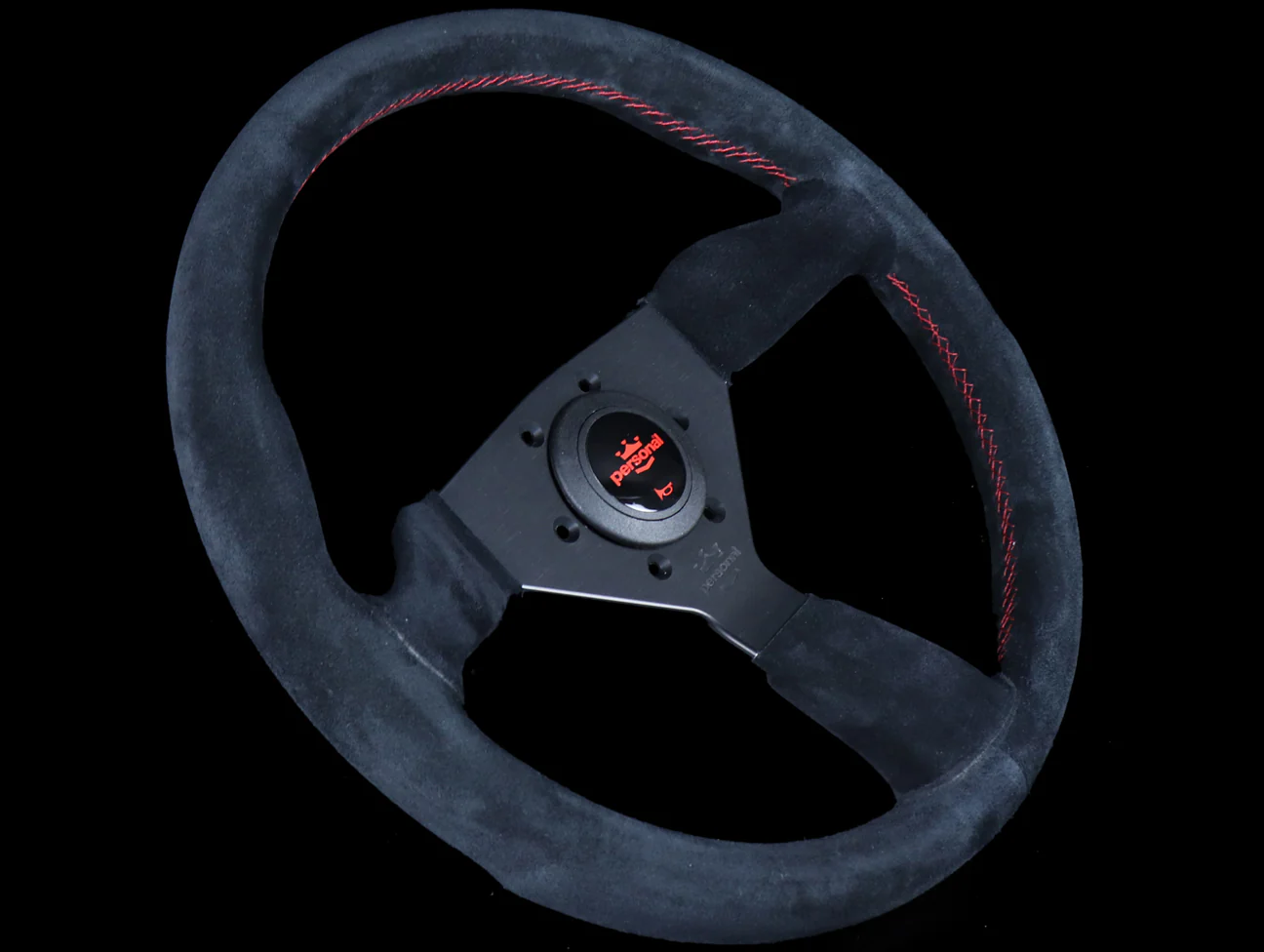 Personal Grinta 350mm Steering Wheel - Black Suede / Red Stitch - Image 2