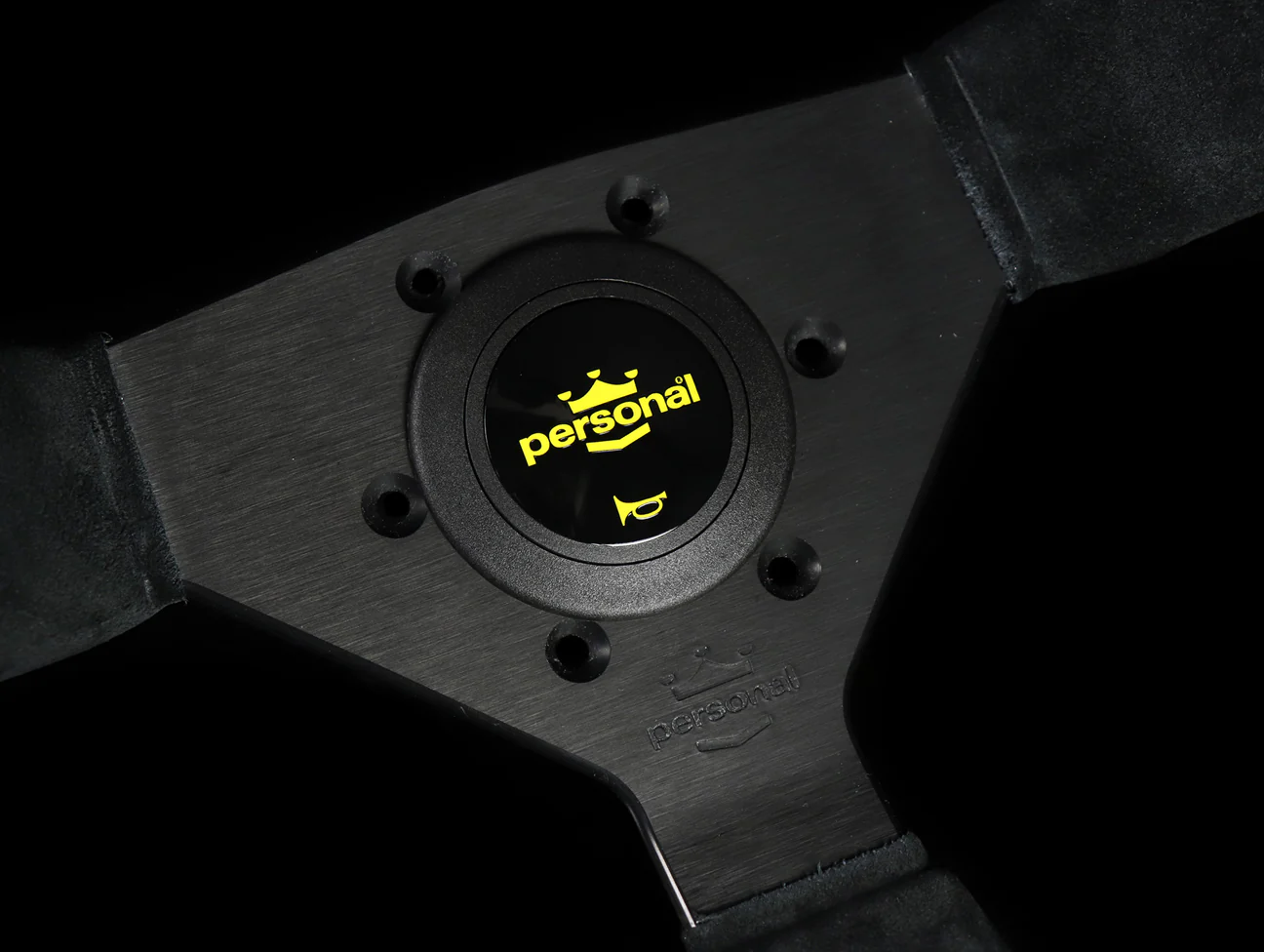 Personal Grinta 350mm Steering Wheel - Black Suede / Yellow Stitch - Image 3