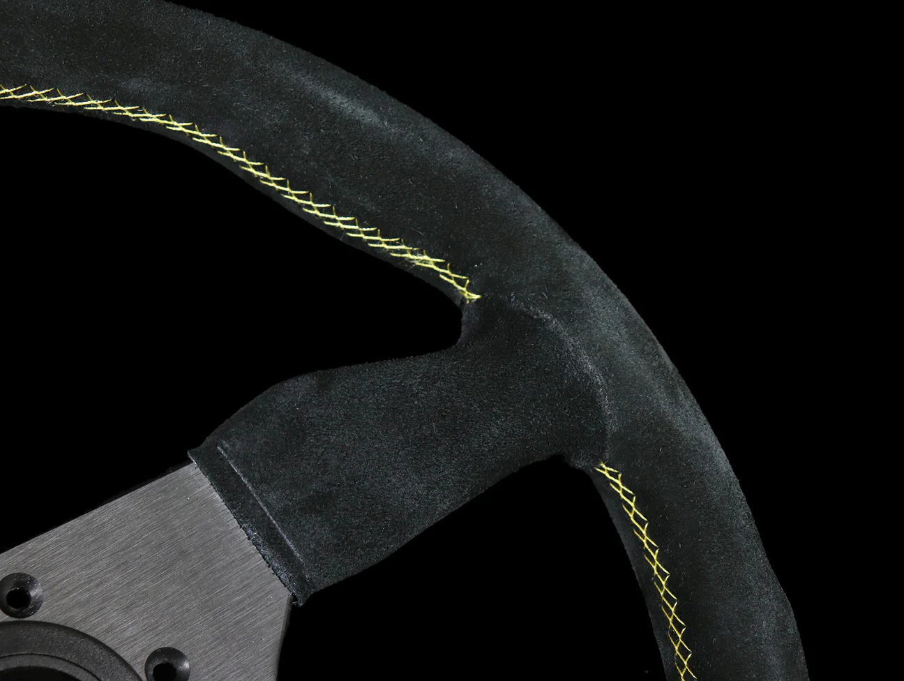 Personal Grinta 350mm Steering Wheel - Black Suede / Yellow Stitch - Image 4