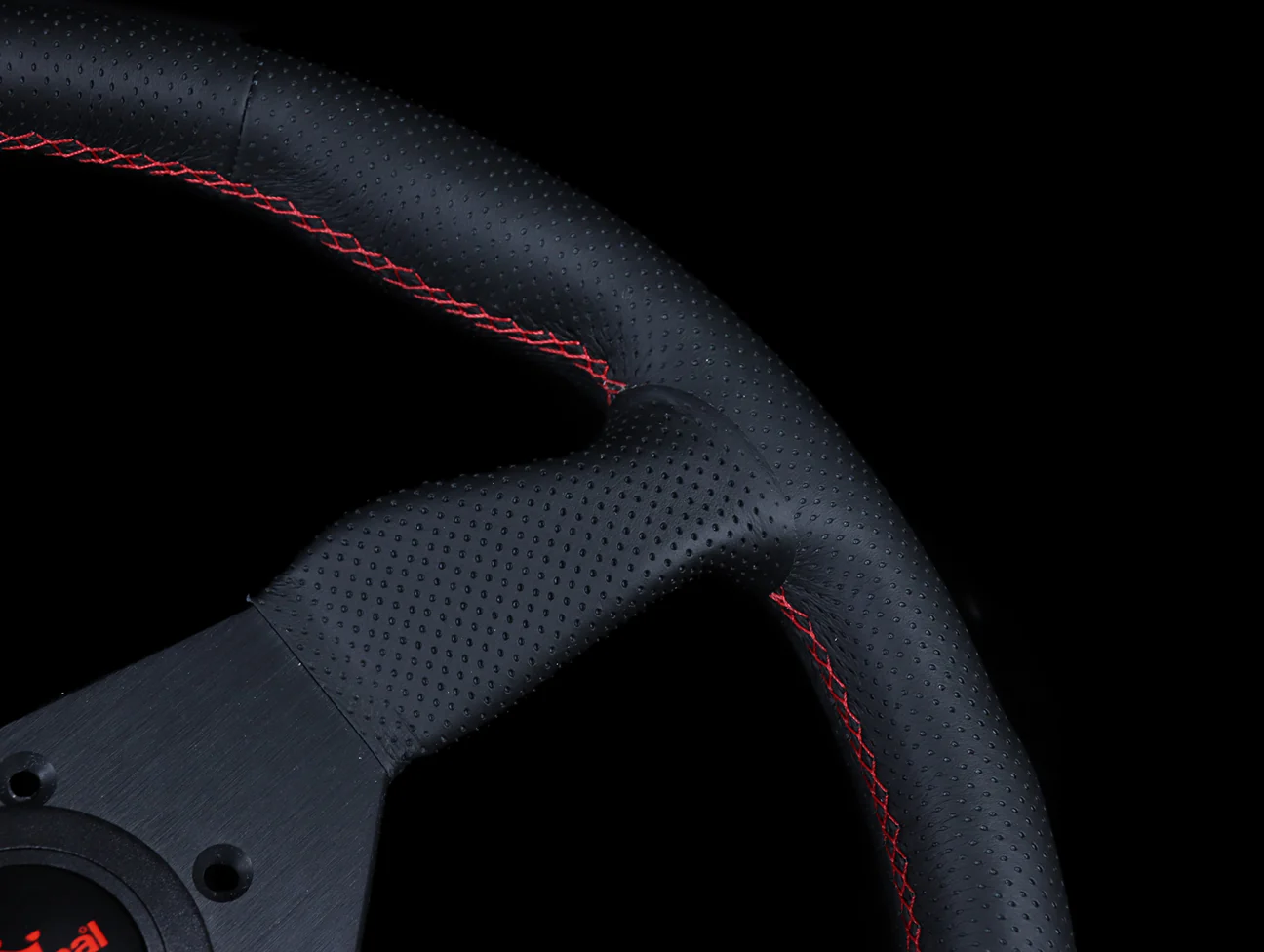 Personal Neo Grinta Steering Wheel - Black Perforated Leather / Red Stitch - Image 4