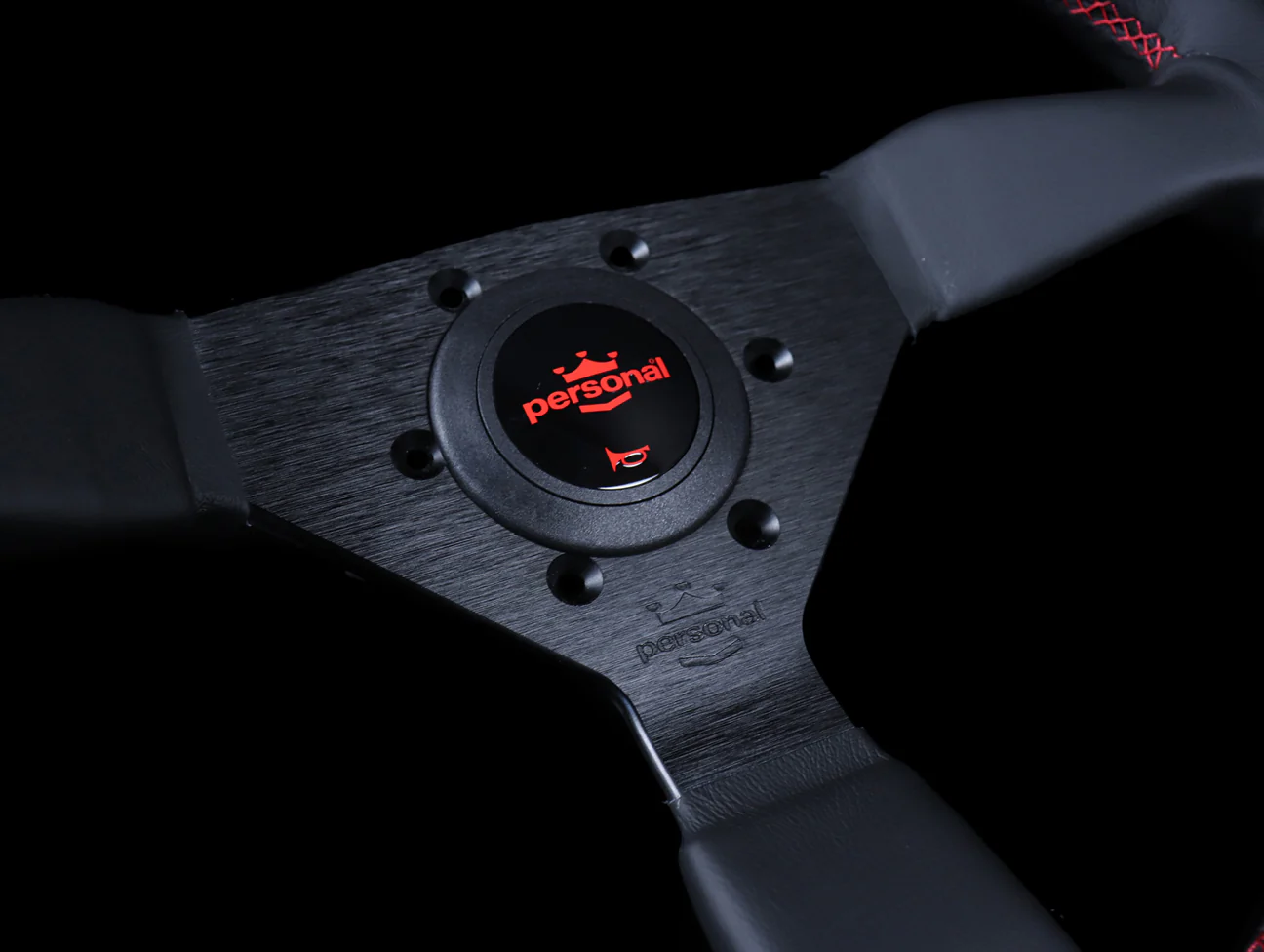 Personal Neo Grinta 350mm Steering Wheel - Black Leather / Red Stitch - Image 3