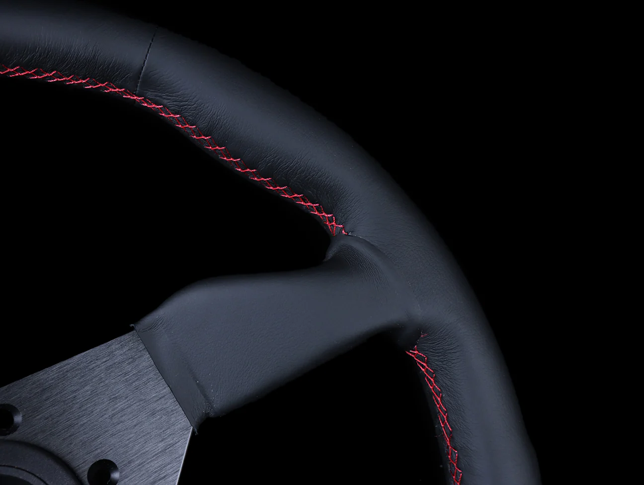Personal Neo Grinta 350mm Steering Wheel - Black Leather / Red Stitch - Image 4