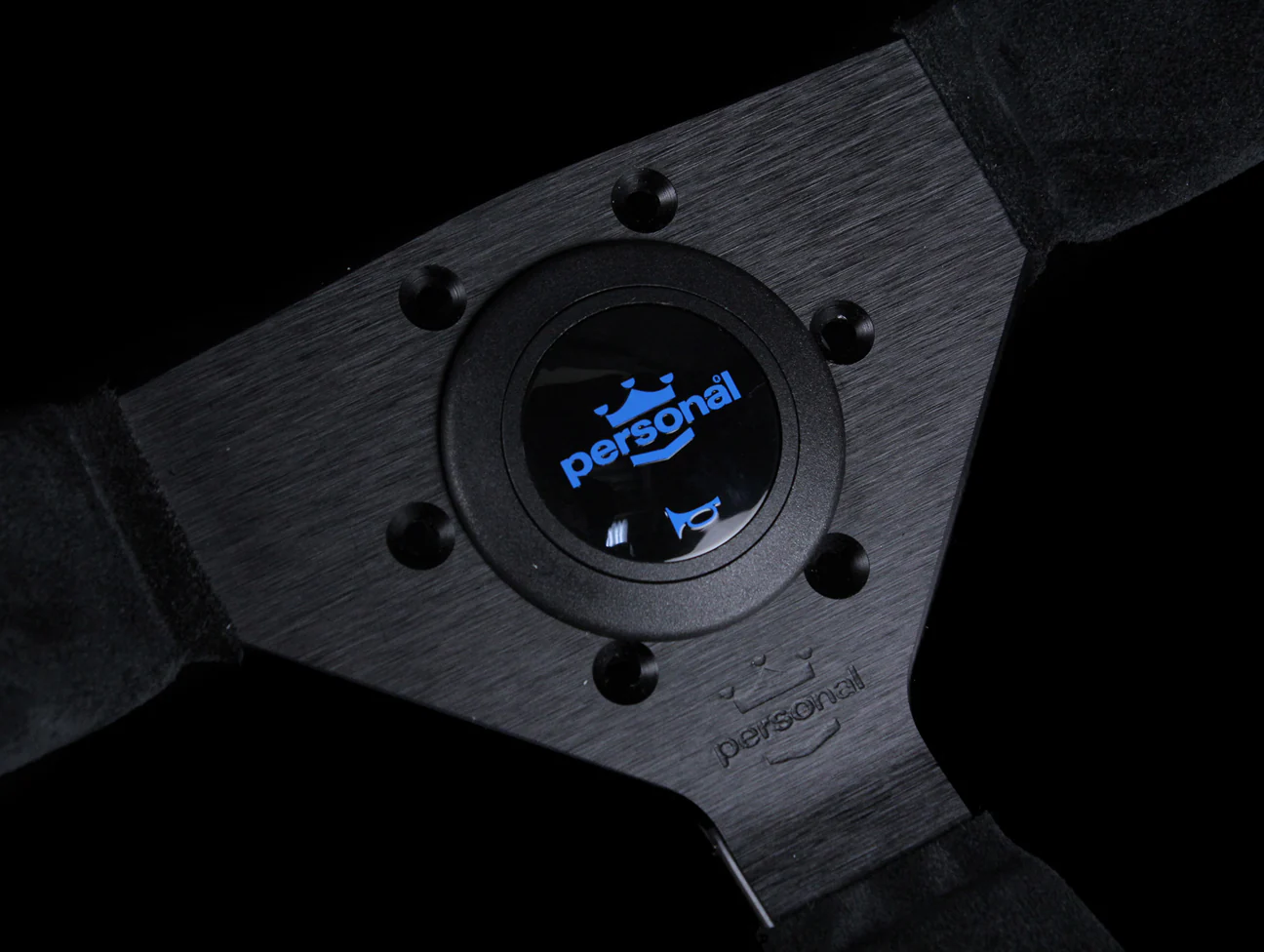Personal Neo Grinta 350mm Steering Wheel - Black Suede / Blue Stitch - Image 3